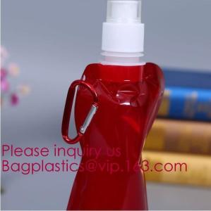 Quality Environmental Cartoon Foldable Water Bottle Bag,BPA Free Plastic Custom Logo Printed Bottle Foldable Drinking Collapsibl wholesale
