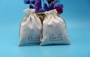 Quality Small Plain Cotton Drawstring Bags , Rope Handle White Cotton Drawstring Pouch wholesale