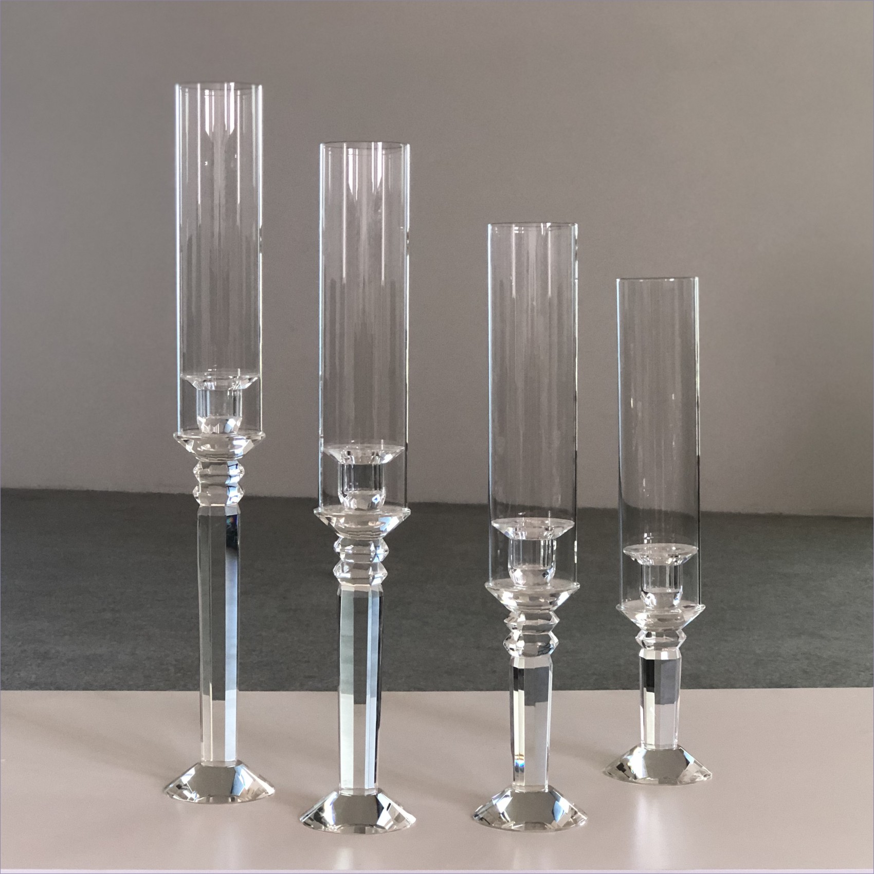 Saixin Wholesale luxury 3 pieces single crystal candle holders for wedding decor