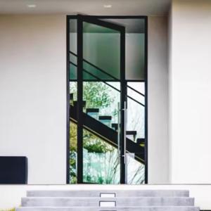 Quality Customizable Powder Coated Aluminum Pivot Door Laminated Glass Pivot Entry Door wholesale