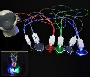 Quality LED voice controlled light necklace 50cm TPU+ABS logo customized wholesale