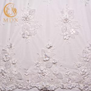 Quality Classical White Lace Fabrics Material Handmade 80% Nylon 0.9144m Length wholesale