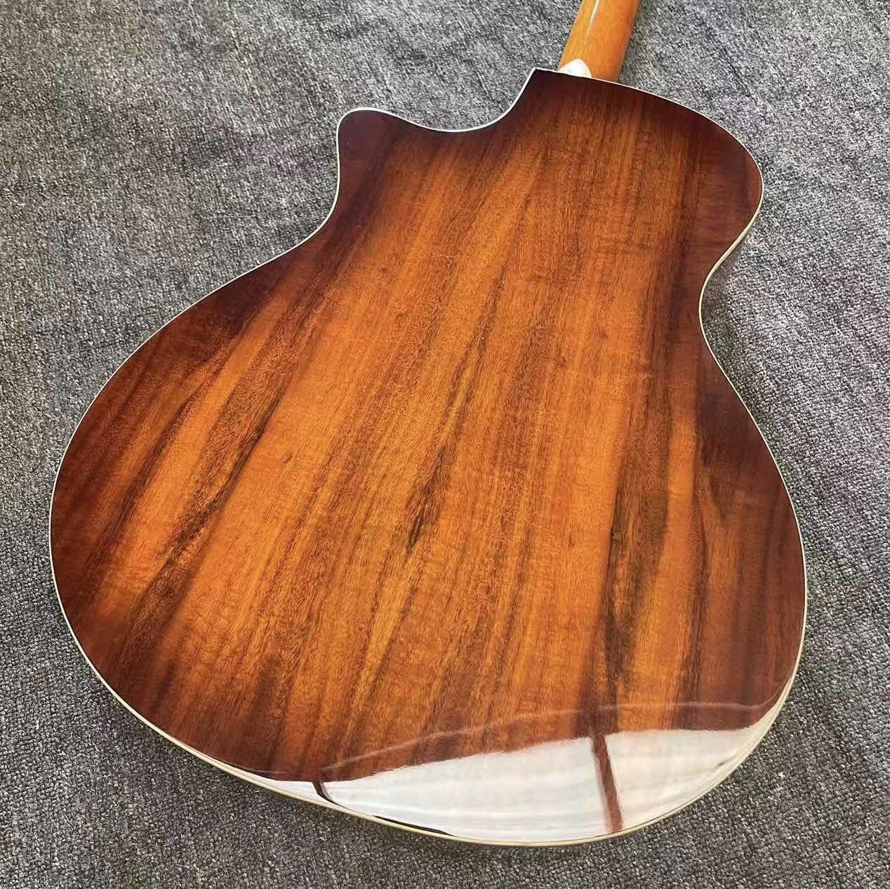 Custom 6 Strings KOA Wood Taylor Style Acoustic Guitar Glossing Finish Body Matt Neck Open Tuner