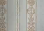Washable Classic Striped Floral Wallpaper , Vinyl Material Durable Wall