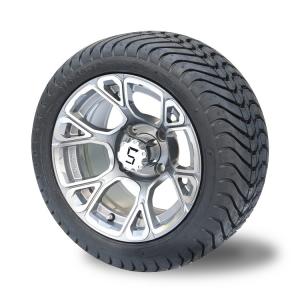 Quality Golf Cart 12'' Aluminum Alloy Wheel and 215/35-12 DOT Street Tire Assembly - Machined/Gunmetal wholesale