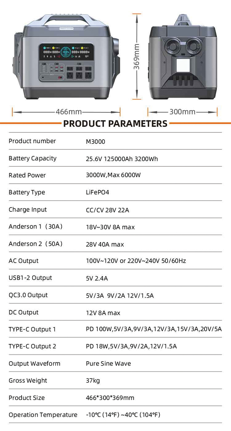 MPPT Controller 3000W Power Storage Camping Battery Charger for Solar Generator Backup