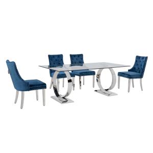 Quality 12mm Tempered Glass Dining Table With Stainless Steel Legs 200cm wholesale