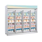 Commercial Low Temperature Seafood Meat Vertical Glass Door Display Freezer