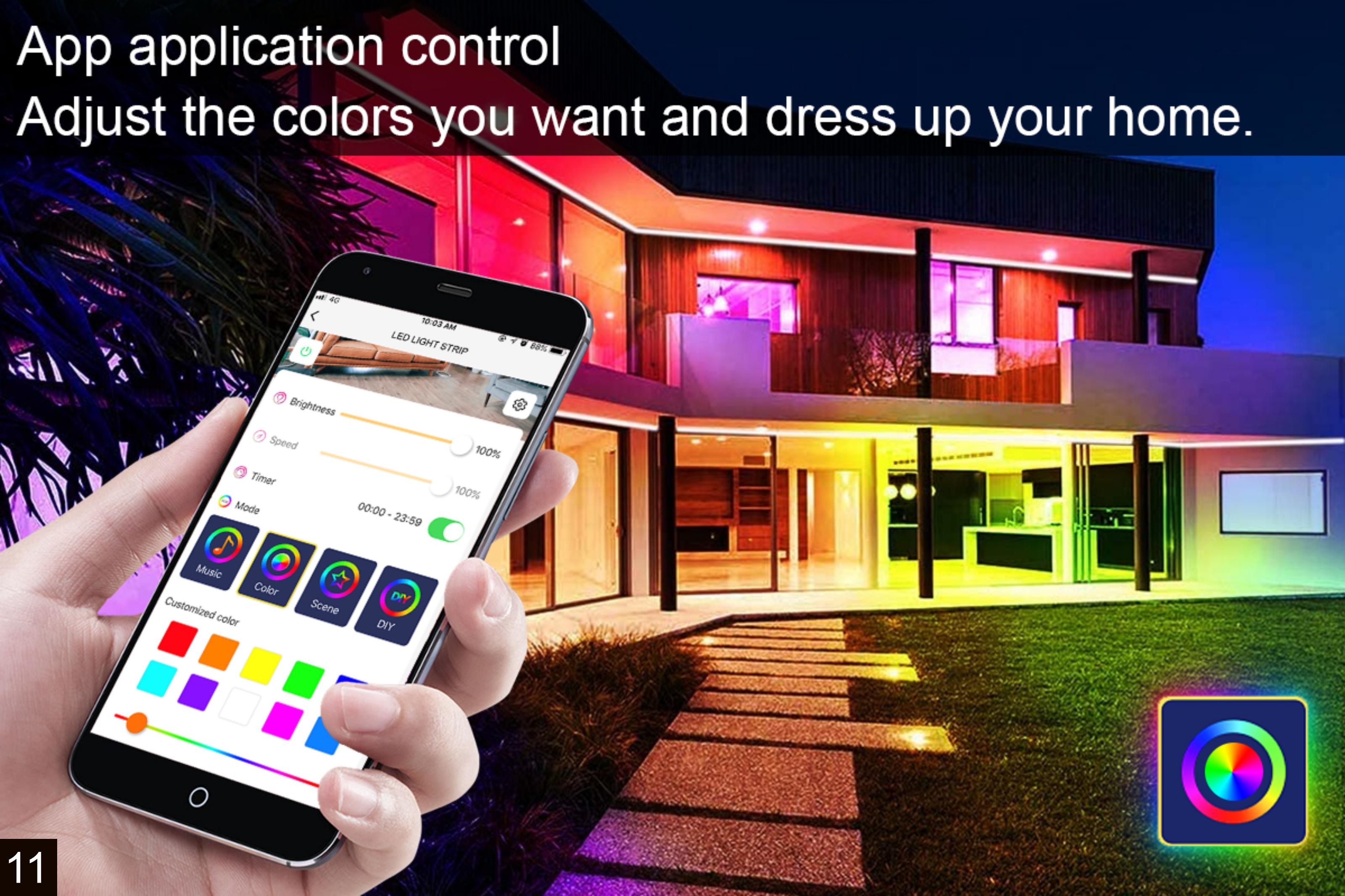 5m Smart LED Light Strip Remote Control Sync To Music Addressable SMD5050 Dream Color