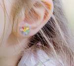 925 Sterling Silver Enamel Colorful Princess Dainty Flower Stud Earring for Girl