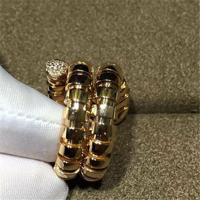 Luxury jewe factory serpenti series ring 18k white gold yellow gold rose gold diamond ring