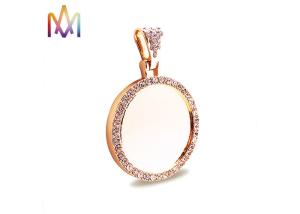 Quality Round Photo Frame Diamond Pendant DIY Jewelry Charms wholesale