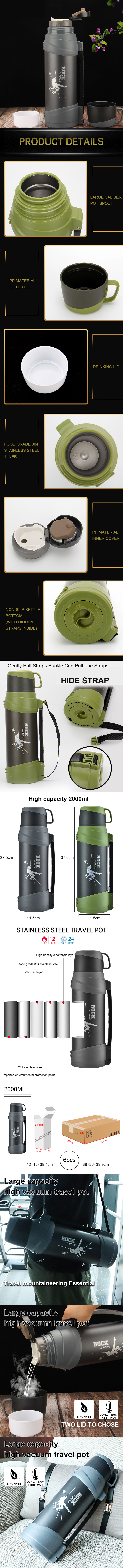 2 Liter Stainless Steel Water Bottle Insulated Chilly Bottle 2000ml