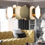 Minimalist luxury living room chandelier round metallic restaurant Panel