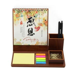 Quality Custom Logo Wooden Printable Desk Calendar With Pencil Holder wholesale