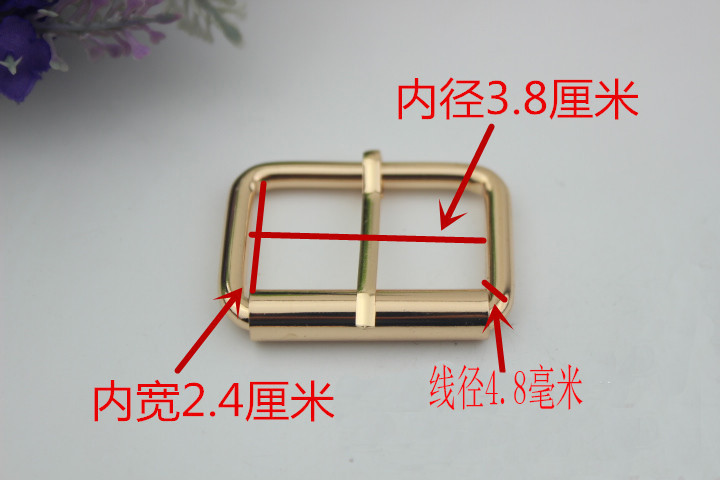 China Manufacturer Gold Nickel Free Plated 38 MM Iron Roller Single Prong Pin Buckles for Handbag
