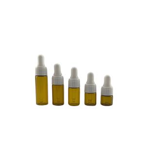 Quality 1ml 2ml 3ml 5ml Mini Amber Glass Dropper Bottles Perfume Essential Oil Sample Bottle wholesale