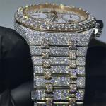 Automatic Moissanite Bust Down Watch Studded Analog 14k White Gold Watch