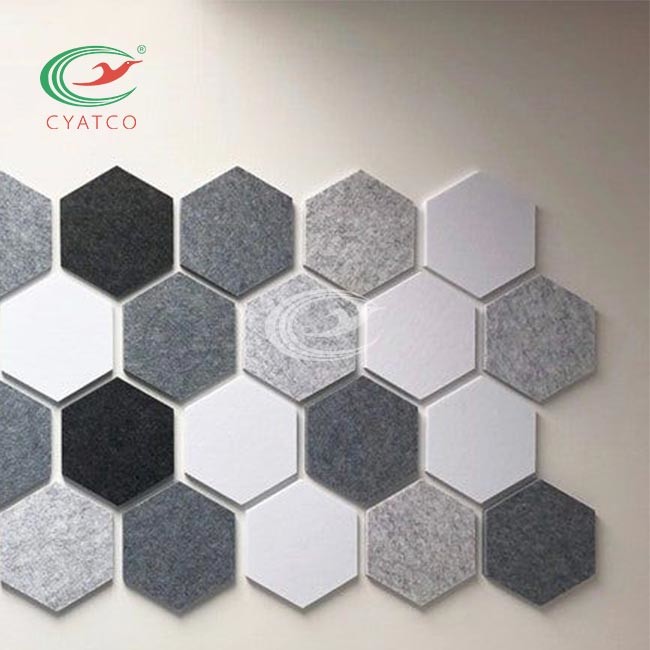 Polyester Felt Hexagon Ceiling Panels , Restaurant Hexagonal Acoustic Wall Tiles
