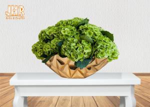 Quality Geometric Pattern Gold Leaf Table Vase Flower Pots Fiberglass Decorative Bowl wholesale
