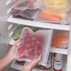 Quality Reusable Leakproof Silicone Food Storage Bag with Zipper Top and Self Sealing Design wholesale
