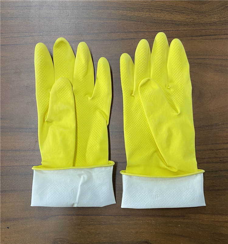 M 45g Tensile Yellow Household Gloves Cotton Spray Flocklined