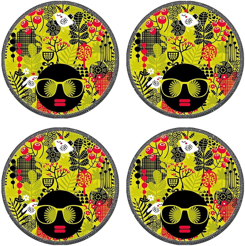 Minglu CM-006 Natural Rubber Round Drink Coasters Modern style pattern design, suitable for office, restaurant, home, or bars