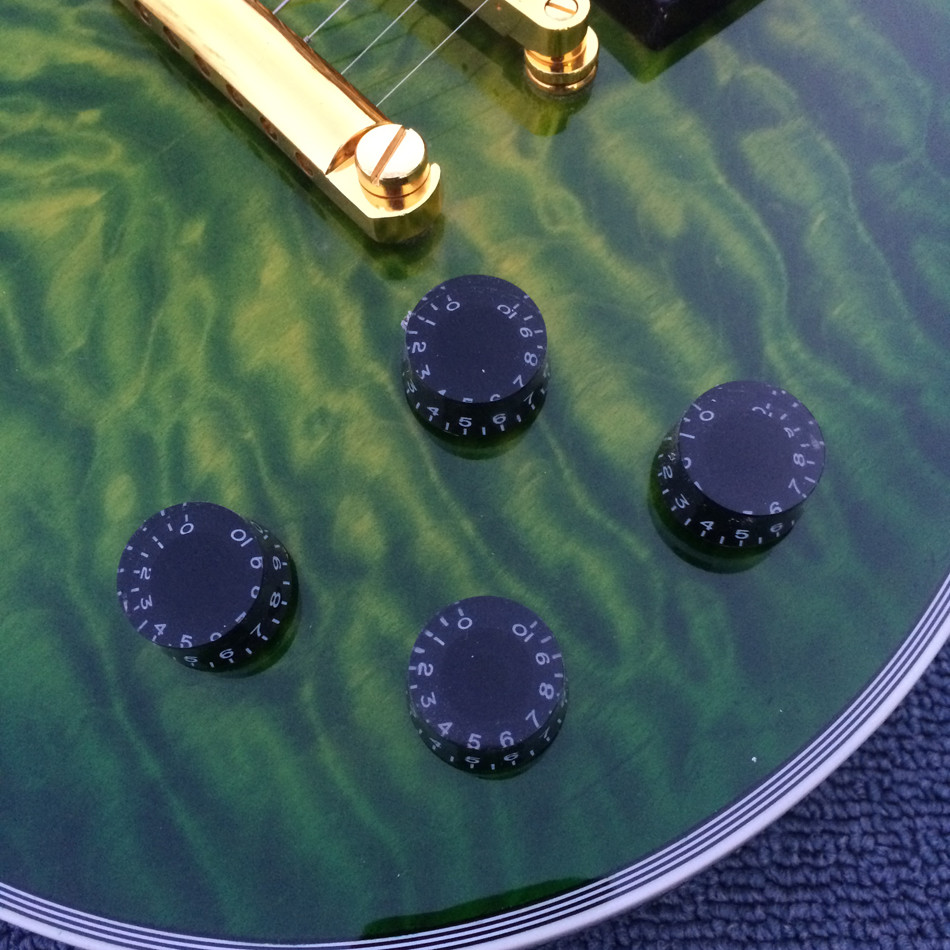 Chibson custom LP electric guitar, Green Flame Maple Top electric guitar with Gold hardware
