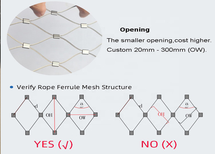 30x30mm SUS304 Flexible Black Oxide Wire Rope Mesh Heavy Duty 1.2mm