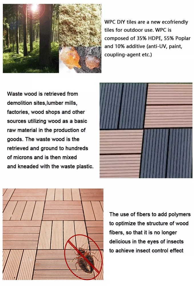 Transform Your Hotel's Outdoor Space with Interlocking Wood Deck Tiles 300x300x22/25mm