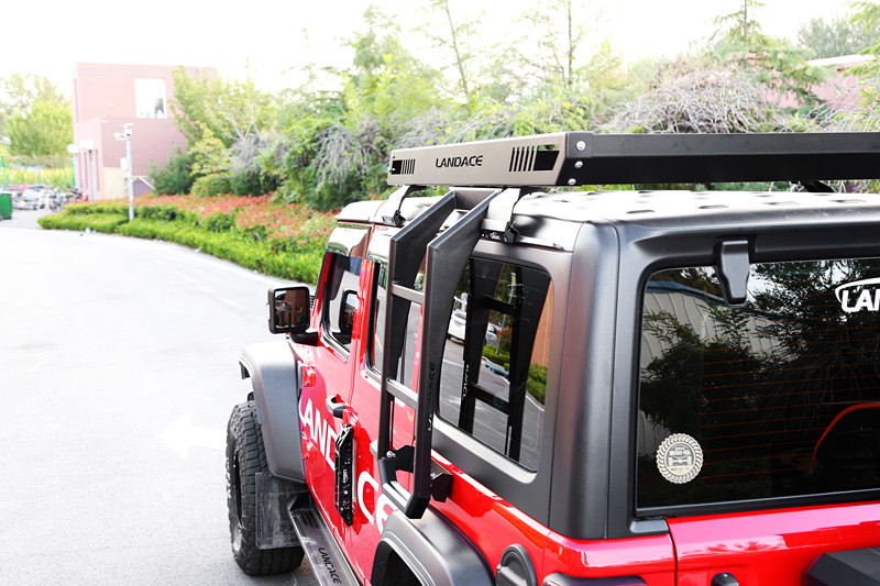 High Load Capacity Jeep Wrangler Roof Rack Basket with Integrated Ladder 400kg Capacity
