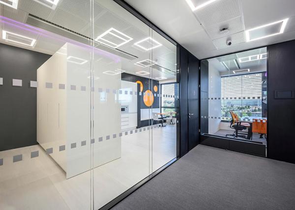 Aluminium Frame Glass Partition Wall System Double Hollow Space ISO 9001