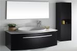 Single color and stainless steel sink make custom bathroom vanity people like
