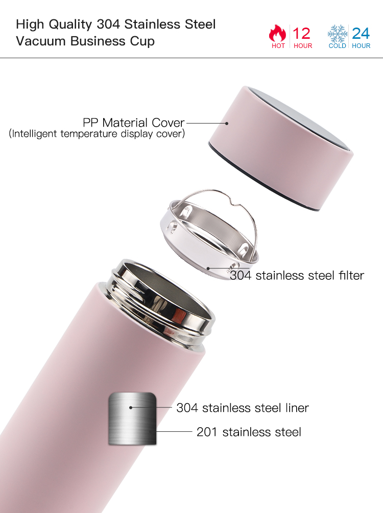 10OZ New Style Stainless Steel Vacuum Insulated Led Temperature Display Water Bottle Smart Water Flask
