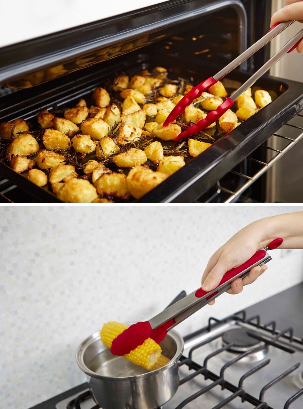 Premium Heat resistant Silicone Stainless Steel Kitchen Tongs 12-Inch Non-Stick eco-Friendly Red Bbq Serving Utensil