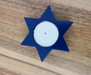 Quality white tealight candle with blue holder wholesale