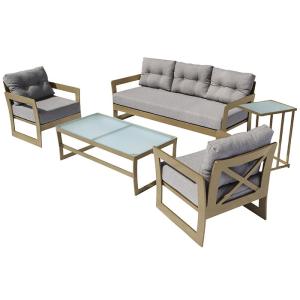 Quality Heavy Duty Aluminium Frame 5 PCS Outdoor Garden Lounge Set wholesale