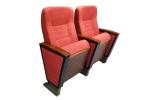 Red Aluminum Conference Room Chair Wood Armrest Padded With Fabric