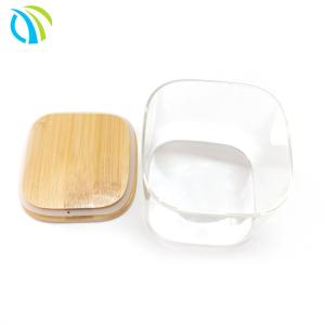 Quality 16oz 200ml Glass Food Storage Jars Round 11.8&quot; Bamboo Lid Containers wholesale