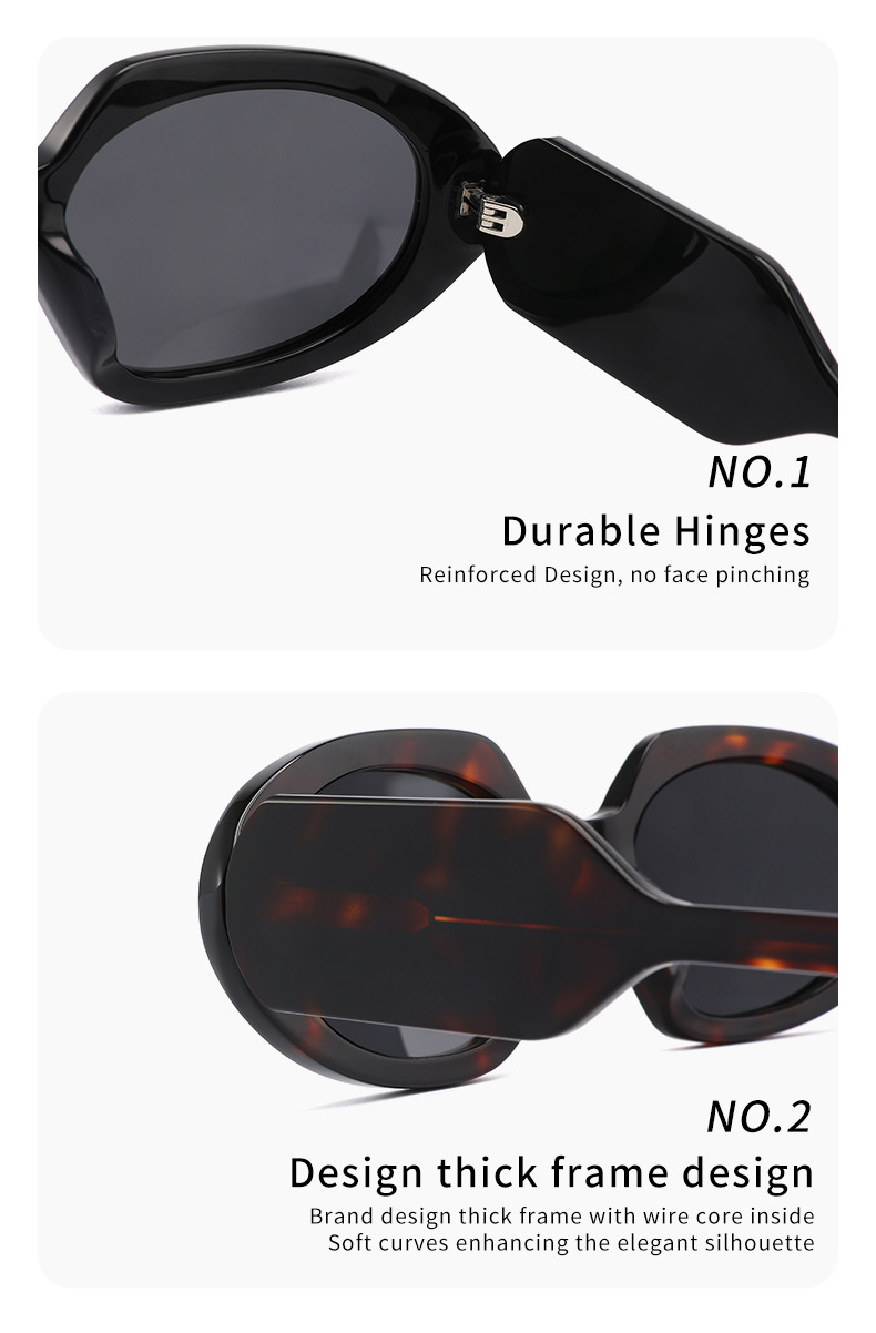 Black Goggles Sunglasses Women Men Retro Oval Acetate Sunglasses For Uv400 Protection