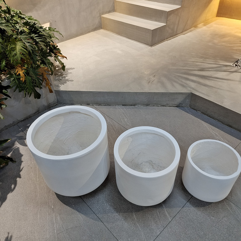 Frost Resistant Patio Fiber Clay Planters Round Shape