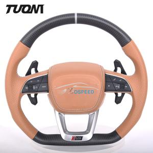 Quality Q3 Q5 Audi Matte Carbon Fiber Steering Wheel Orange Perforated Leather wholesale