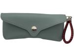 Light Blue PU PVC Leather Eyeglass Case With Straps