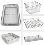 Stainless Steel 2.5mm Wire Mesh Storage Baskets Kitchen Picnic Metal Electroplat