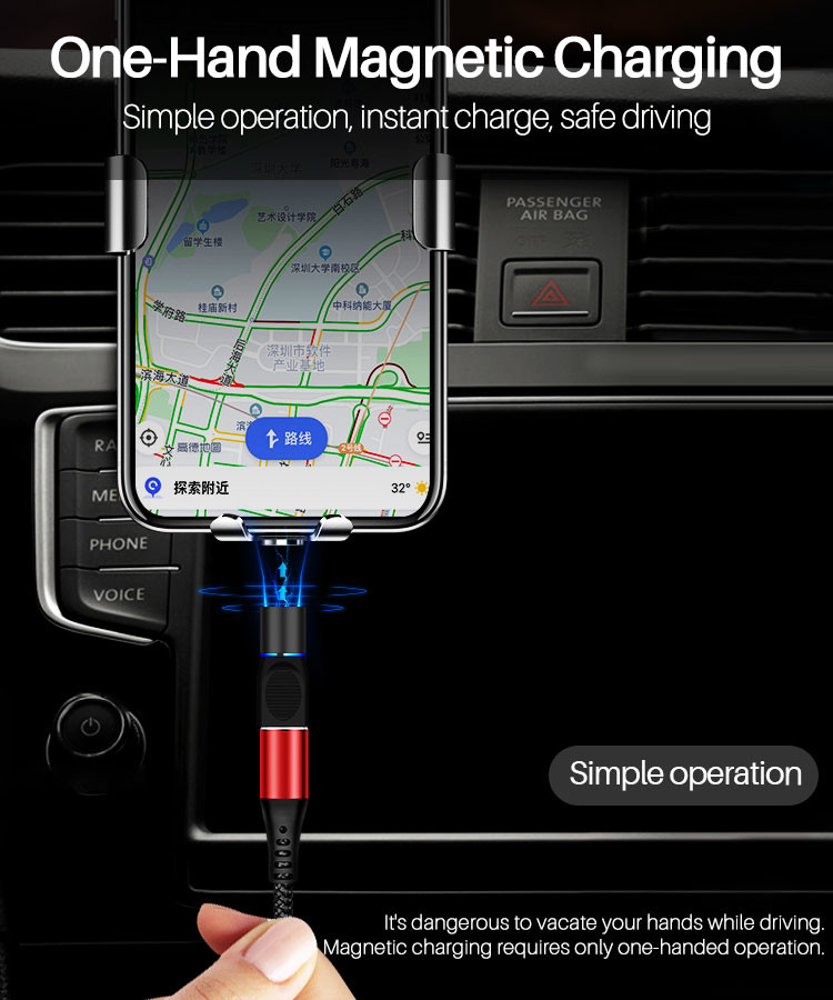 2.4A Magnetic OTG Cable Data Sync Transfer Durable 3 In 1 OTG Adapter