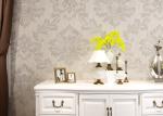 Classic Style Sliver Embossed Wallpaper , White Geometric Damask Pattern