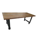 Metal Legs Iron Base Distressed Pine Dining Table Restaurant Home