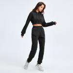 Cotton 85% Cropped Loose Fit Cotton Set Womens Casual Suits Athletic Yoga Sets