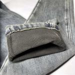 Soft Woven Stretch Denim Fabric With Fleece Bonded Smoky Indigo