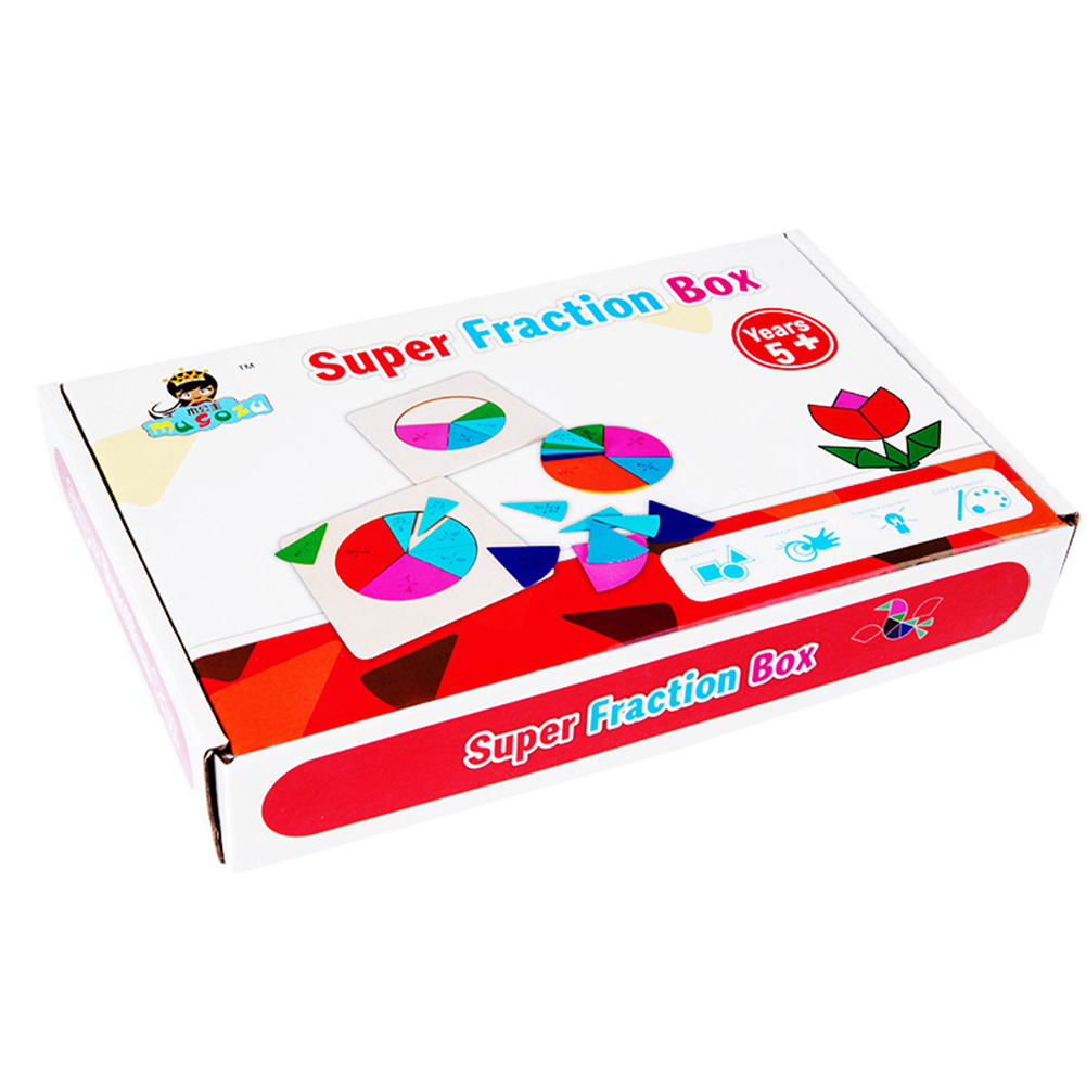 Card Math 11Pcs Number Puzzle Board Wooden Fraction Puzzle Teaching Aids